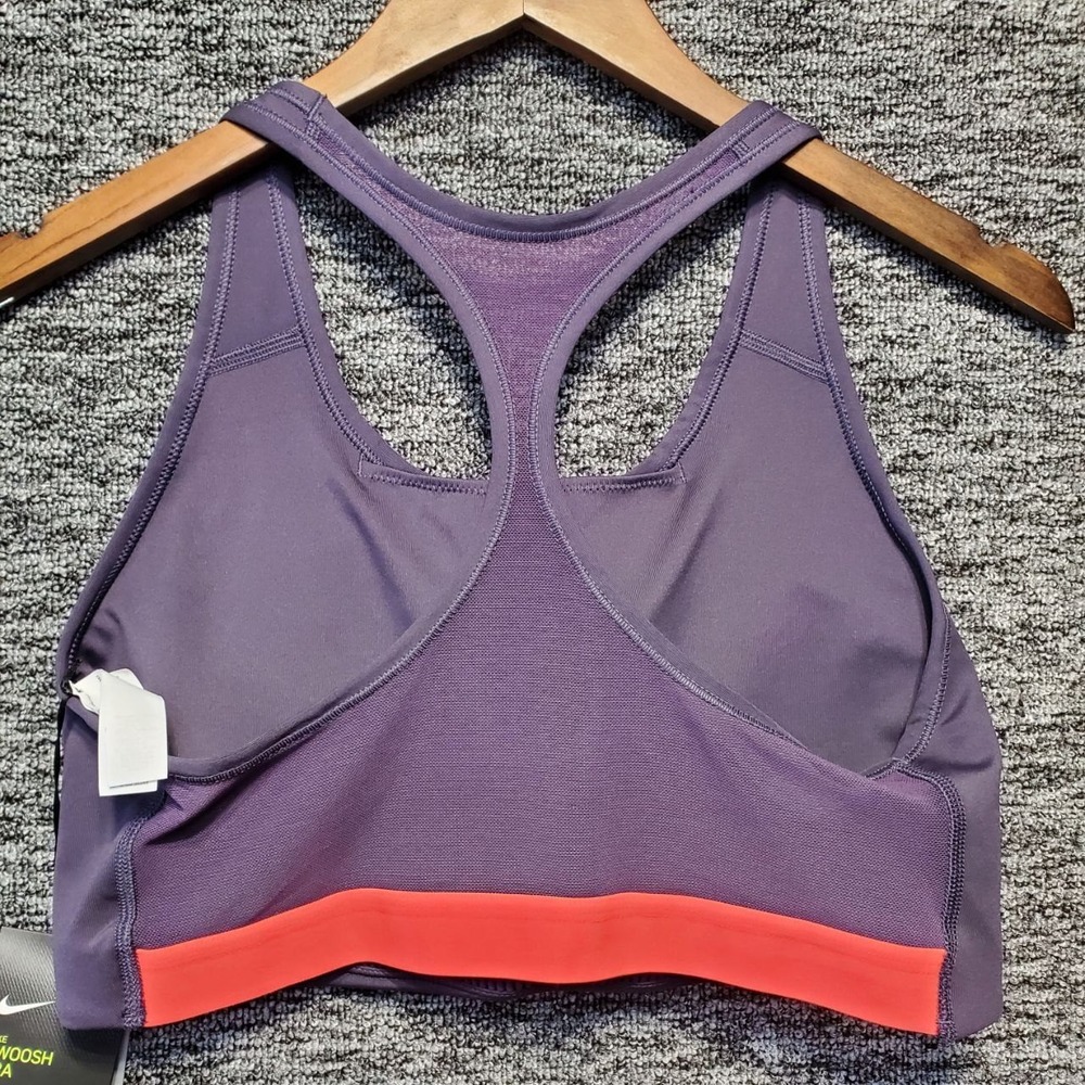 NWT Nike Swoosh Sports Bra Womens XL Purple Dri Fit Medium Support Padded Sporty - Picture 2 of 9